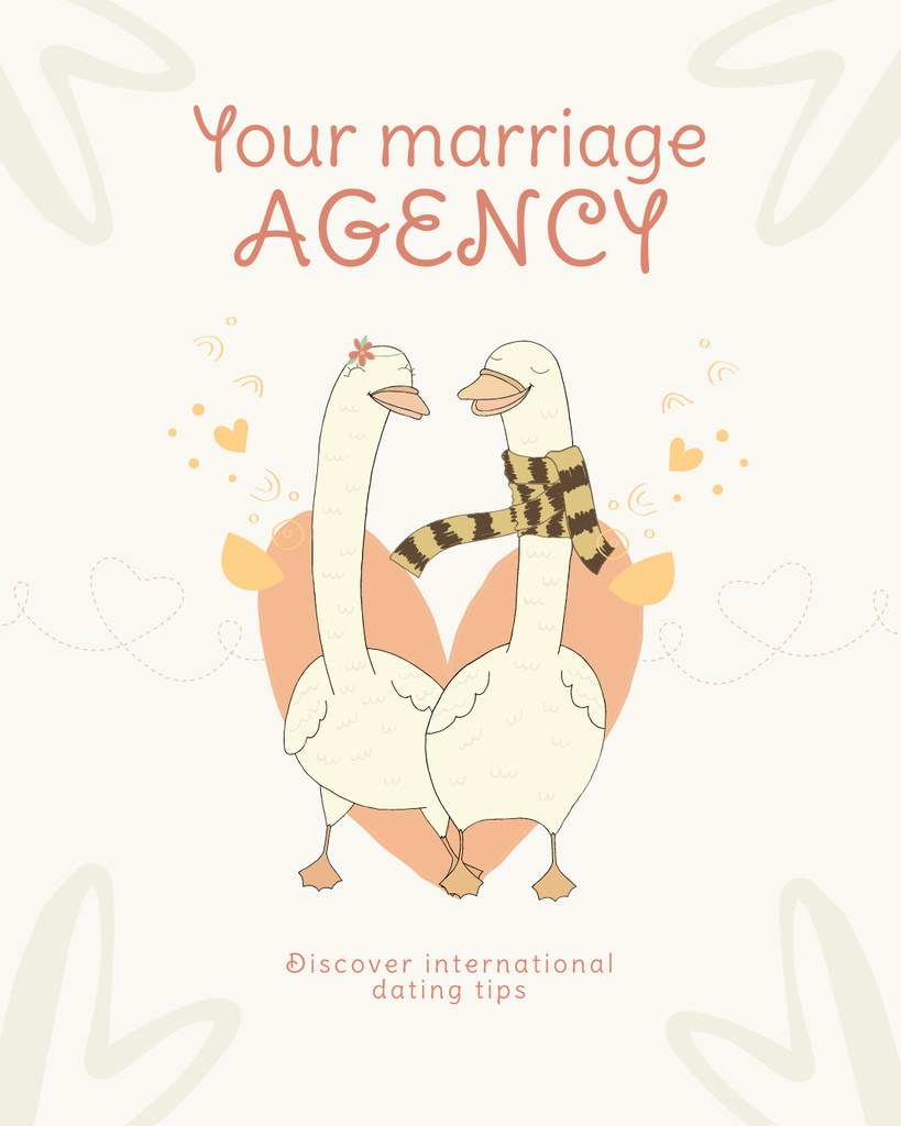 Advertising for Marriage Agencies with Cute Geese Instagram Post Verticalデザインテンプレート
