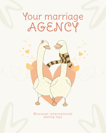 Házassági irodák reklámozása aranyos libákkal Instagram Post Vertical tervezősablon