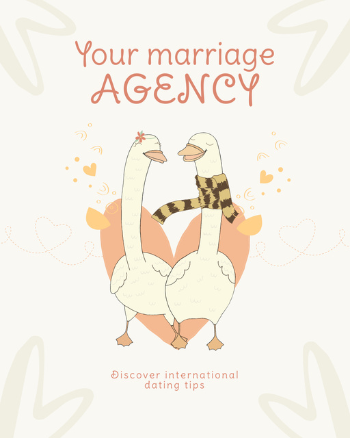 Advertising for Marriage Agencies with Cute Geese Instagram Post Vertical Tasarım Şablonu