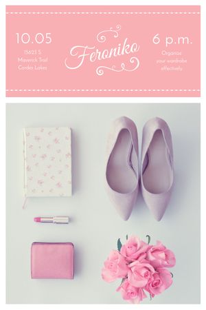 Platilla de diseño Fashion Event Announcement Pink Outfit Flat Lay Tumblr