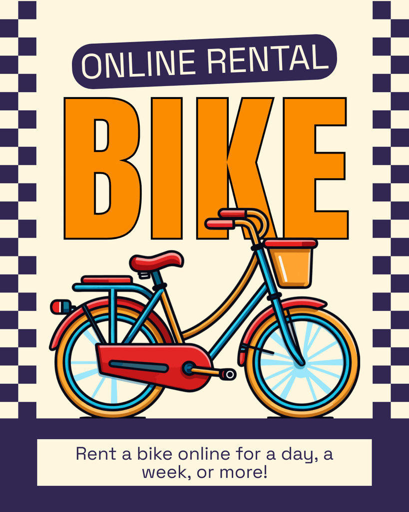 Online Bicycles Rental Services Instagram Post Vertical Tasarım Şablonu