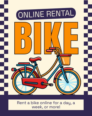 Online kerékpárkölcsönzési szolgáltatások Instagram Post Vertical tervezősablon