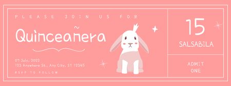 Celebration Invitation Quinceañera with Cute Bunny Ticket Design Template