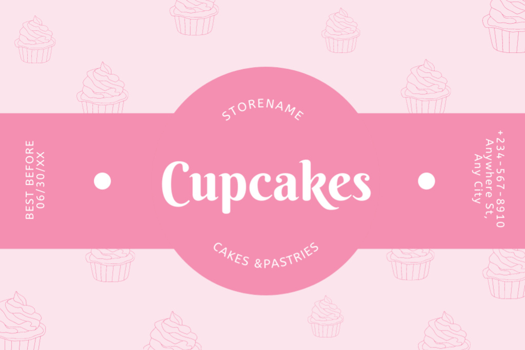 Simple Pink Tag for Cupcakes Retail Label Design Template