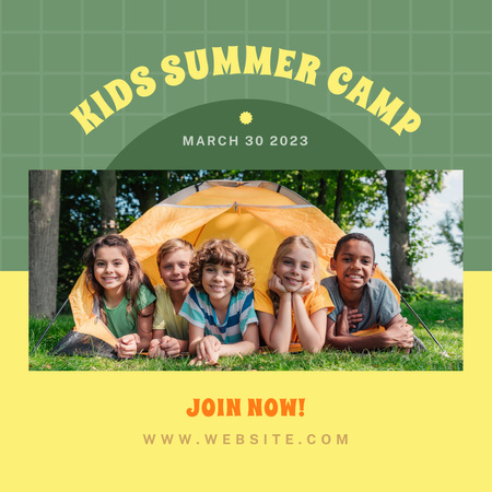 Plantilla de diseño de campamento de verano para niños Instagram 