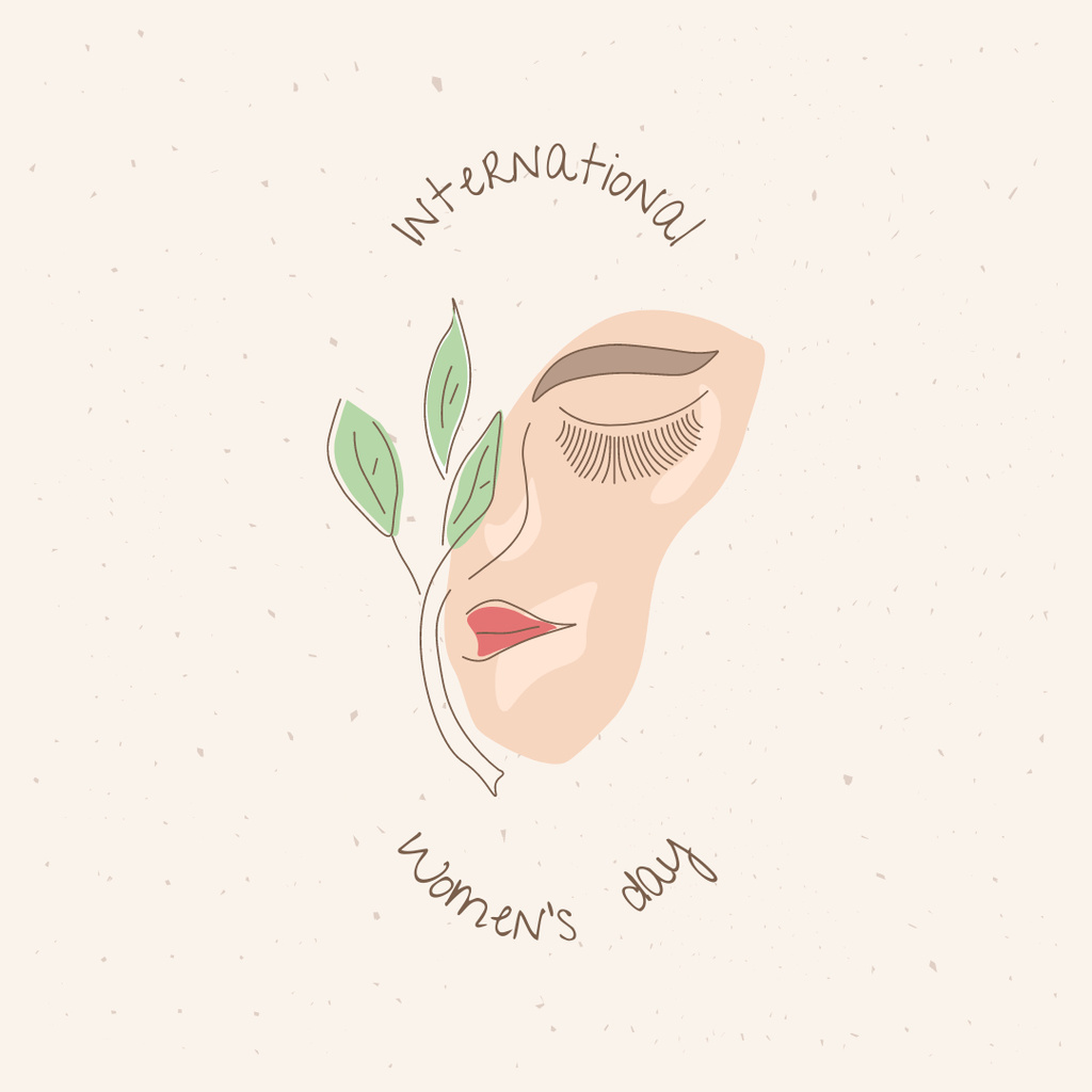 International Women's Day Greeting with Illustration of Woman's Face Instagram Πρότυπο σχεδίασης