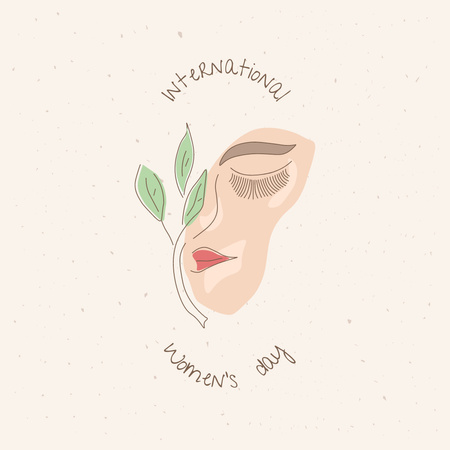 International Women's Day Greeting with Illustration of Woman's Face Instagram Design Template