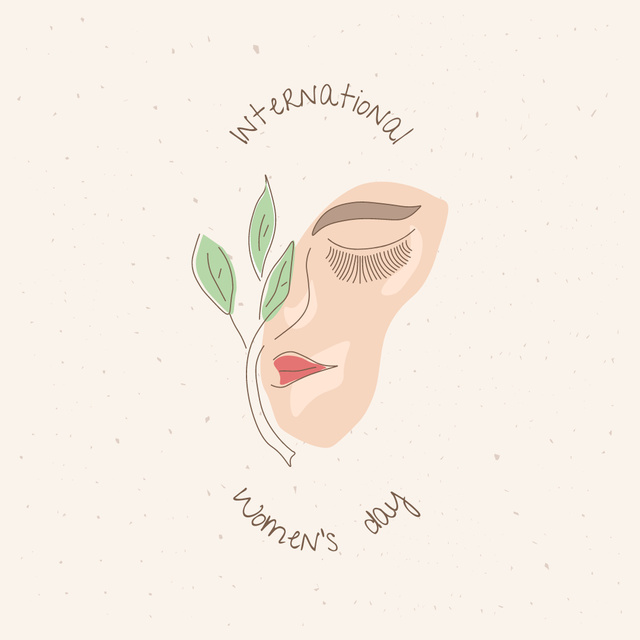 International Women's Day Greeting with Illustration of Woman's Face Instagramデザインテンプレート