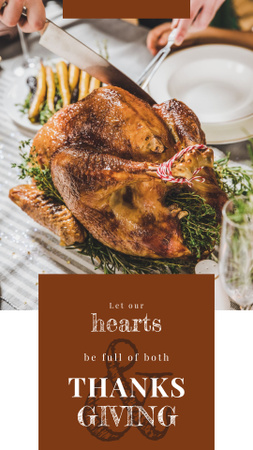 Grand Roasted Turkey Cooking on Thanksgiving Instagram Story Design Template