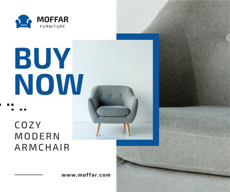 Platilla de diseño Furniture Store Ad Armchair in Grey Facebook