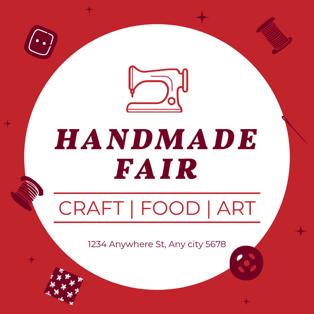 Handicraft Fair Announcement with Sewing Machine Instagram tervezősablon