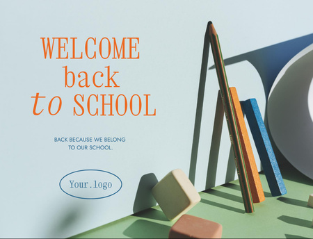 Back to School Announcement With Stationary Postcard 4.2x5.5in Šablona návrhu