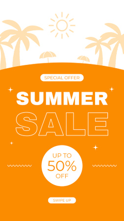 Plantilla de diseño de Summer Sale Offer on Orange Instagram Story 