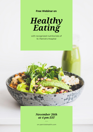 Designvorlage Free webinar on healthy eating für Poster