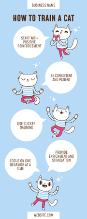 Plantilla de diseño de Guía Cómo entrenar a un gato Infographic 