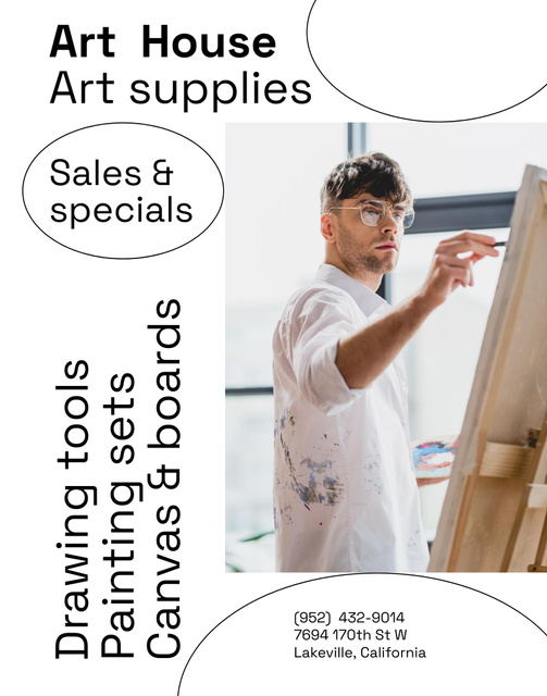 Premium Art Supplies And Canvas Sale Offer Poster 22x28in Design Template