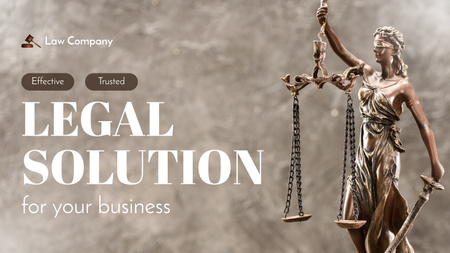 Law Company Services Offer with Justice Statue Title 1680x945px Design Template