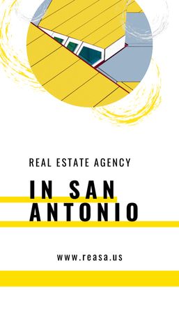 Property Agency Ad with Modern House Roof in Yellow Business Card US Vertical Design Template