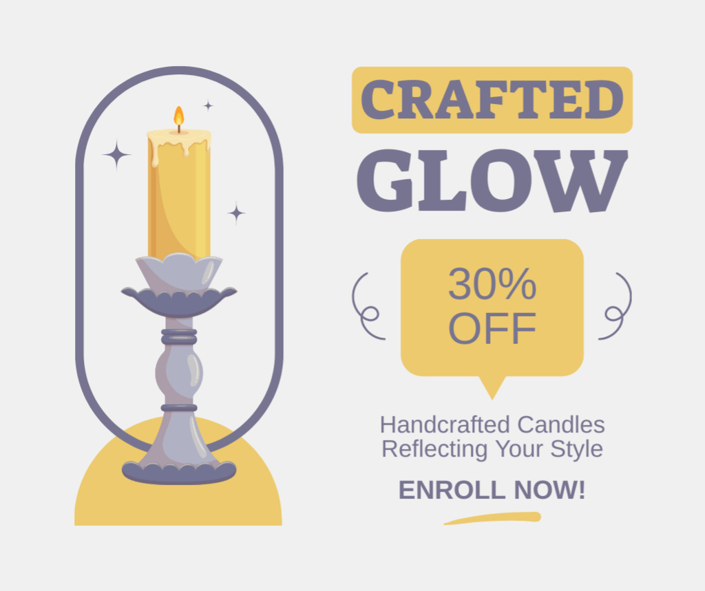 Designvorlage Discount on Craft Candles in Classic Candlesticks für Facebook
