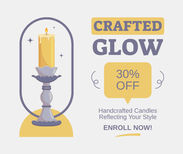 Discount on Craft Candles in Classic Candlesticks Facebook – шаблон для дизайну