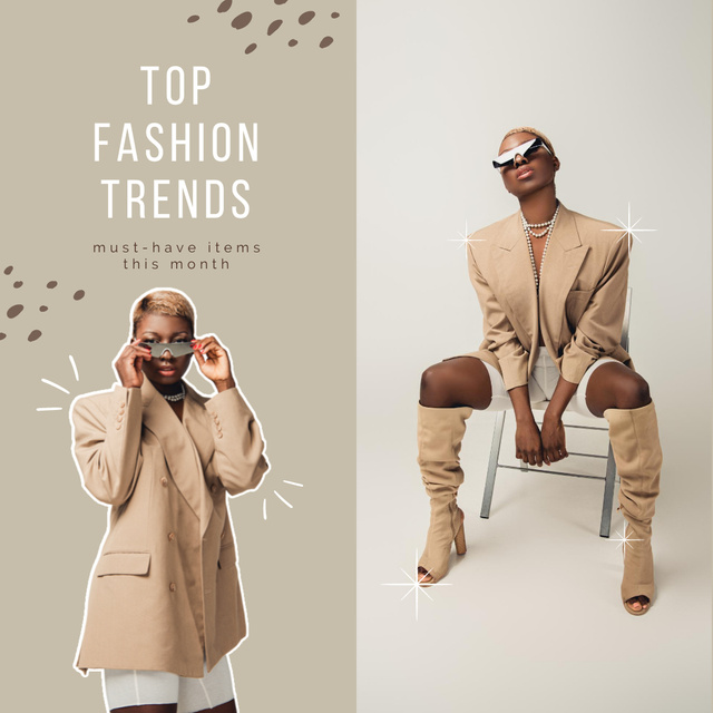 Offering Top Fashion Trends with Stylish African American Woman Instagram tervezősablon