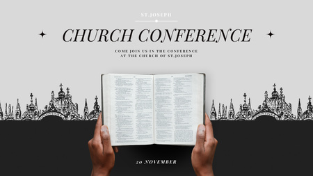 Platilla de diseño Church Conference Announcement with Bible Title 1680x945px