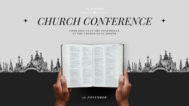 Ontwerpsjabloon van Title 1680x945px van Church Conference Announcement with Bible