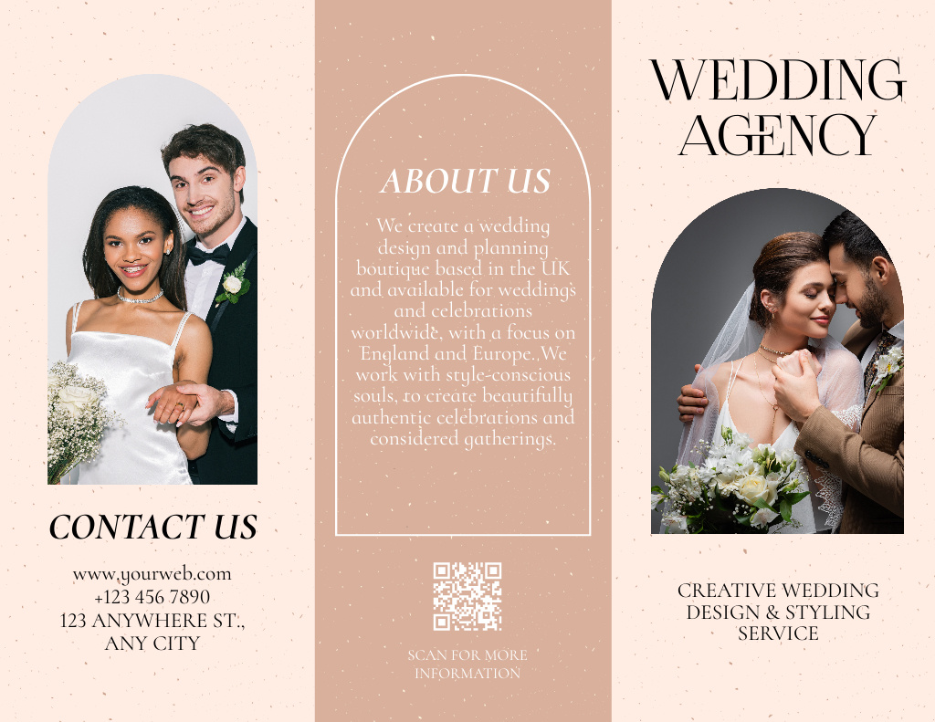 Wedding Agency Services Brochure 8.5x11in Modelo de Design
