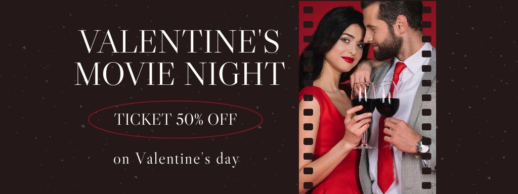 Discount on Cinema Tickets for Valentine's Day Coupon Πρότυπο σχεδίασης