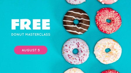 Plantilla de diseño de dulce esmaltado donuts masterclass FB event cover 