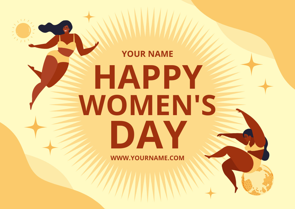 Template di design Women's Day Greeting with Illustration of Beautiful Women Card