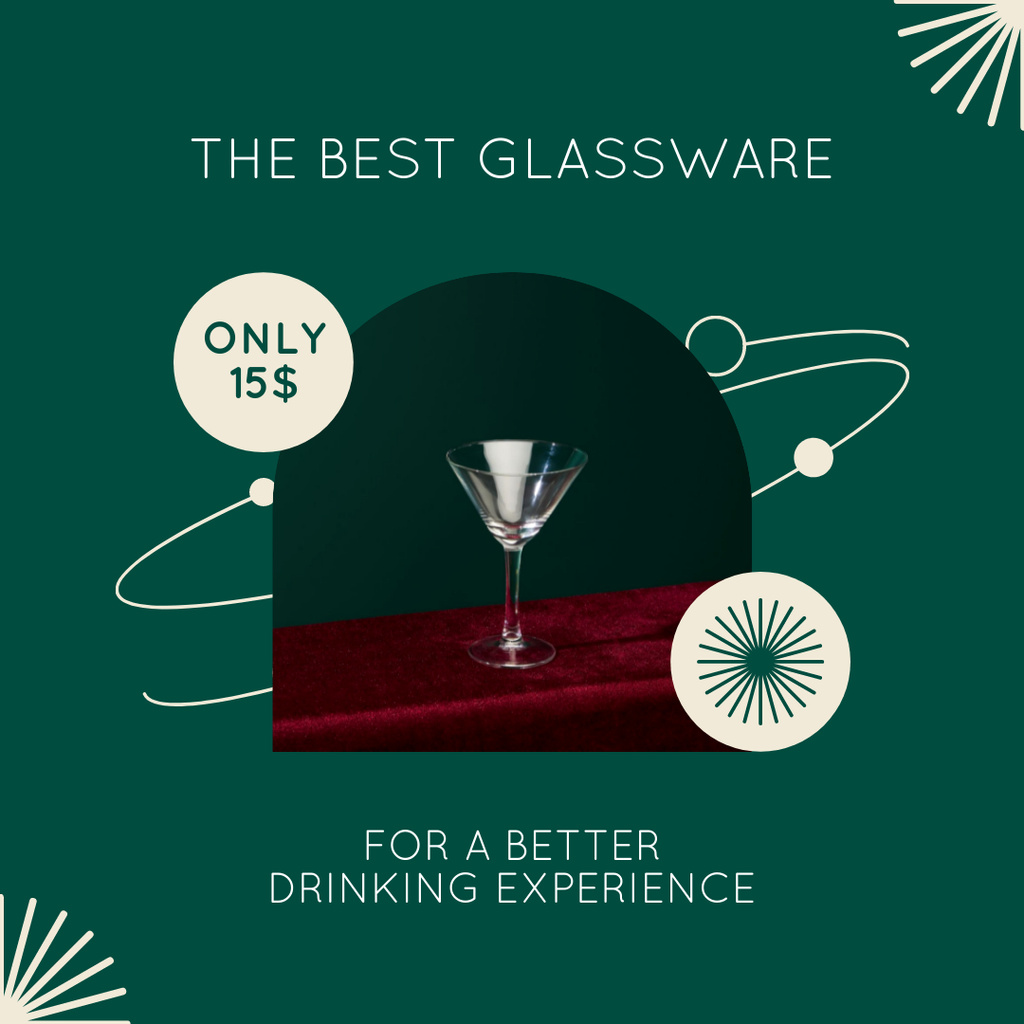 Designvorlage The Best Glassware Offers on Green für Instagram AD