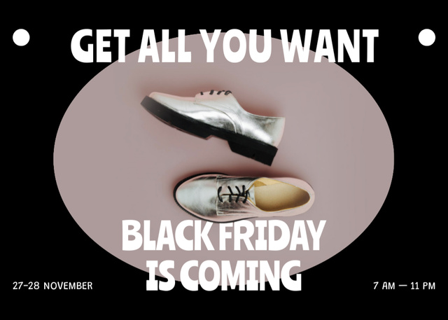 Ontwerpsjabloon van Flyer 5x7in Horizontal van Limited-time Footwear Sale Offer on Black Friday