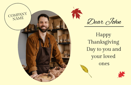 Platilla de diseño Thanksgiving Holiday Wishes for Men in Apron Flyer 5.5x8.5in Horizontal