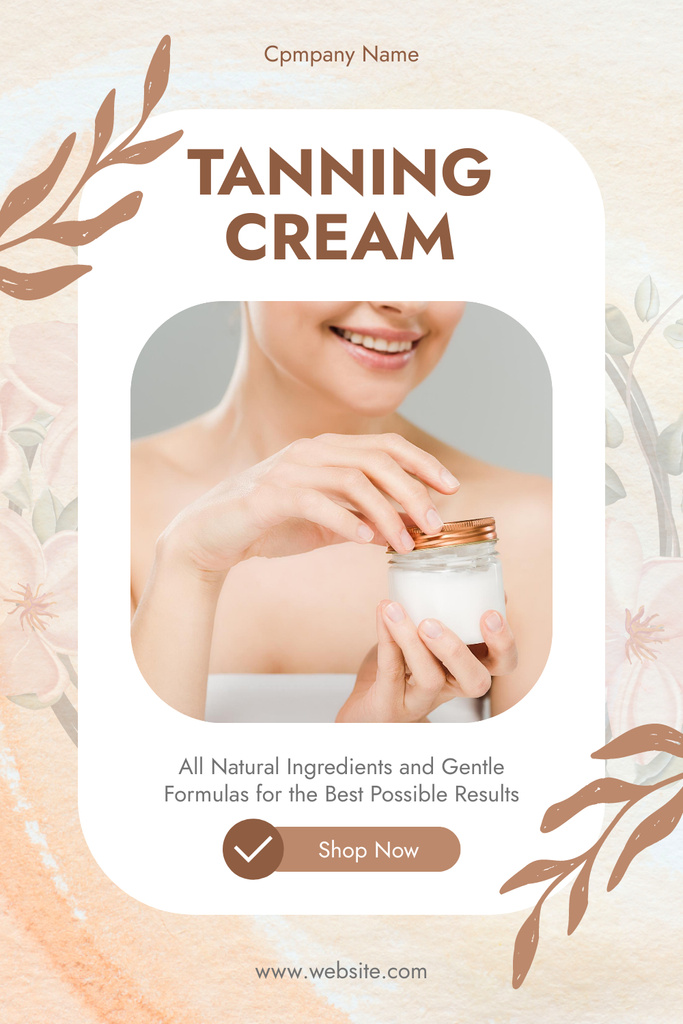Tanning Cream Promo on Beige Pinterest Πρότυπο σχεδίασης