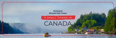 Travel Guide with Small Village by the Lake Email header Design Template