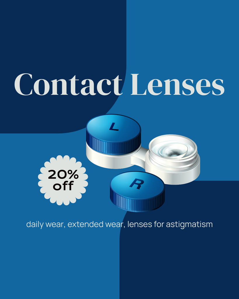 Discount on Contact Lenses with Daily Wear Container Instagram Post Vertical Tasarım Şablonu
