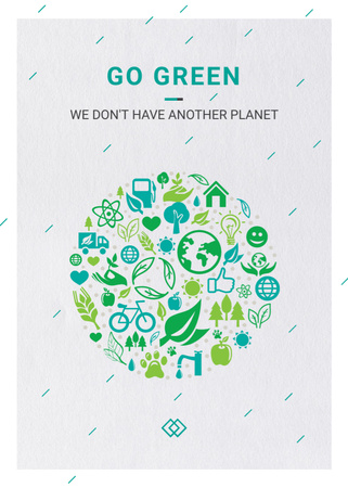 Ecology Concept with green Nature icons Flayer Modelo de Design