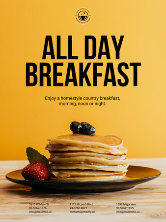 Plantilla de diseño de Breakfast Offer with Sweet Pancakes Poster 36x48in 