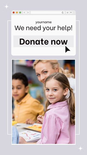Children's Charity Donations Instagram Video Story Design Template