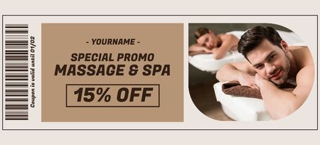 Beautiful Young Couple Enjoying Massage in Spa Salon Coupon 3.75x8.25in Design Template
