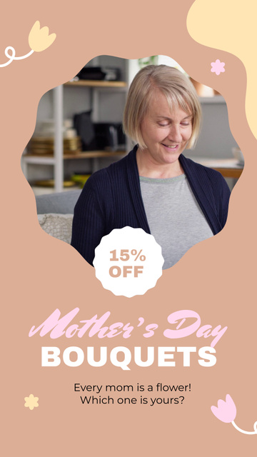 Designvorlage Roses Bouquets With Discount On Mother's Day für Instagram Video Story