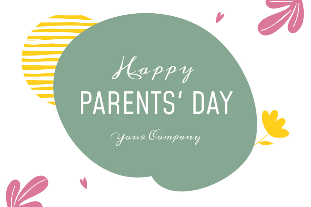 Happy Parents Day Greeting Postcard 4x6in Πρότυπο σχεδίασης