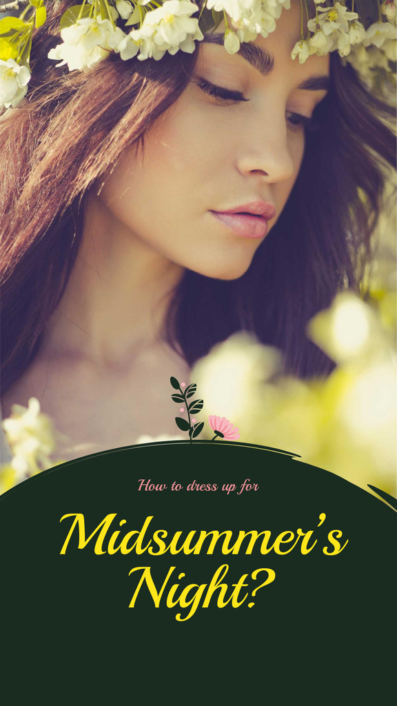 Midsummer's Night Holiday with Beautiful Girl Instagram Story – шаблон для дизайна