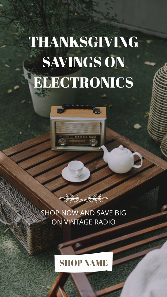 Designvorlage Electronics Sale Offer on Thanksgiving für Instagram Story