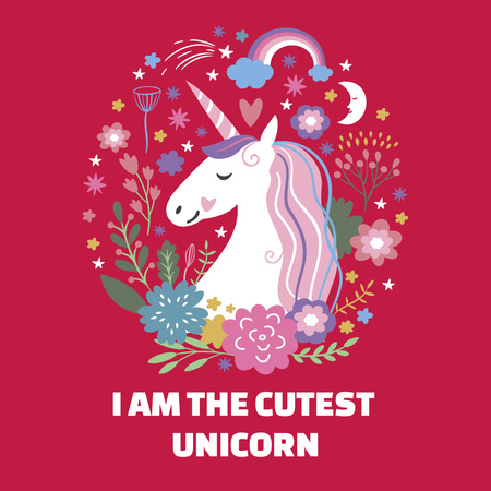 Plantilla de diseño de Cute Phrase with Unicorn Instagram 