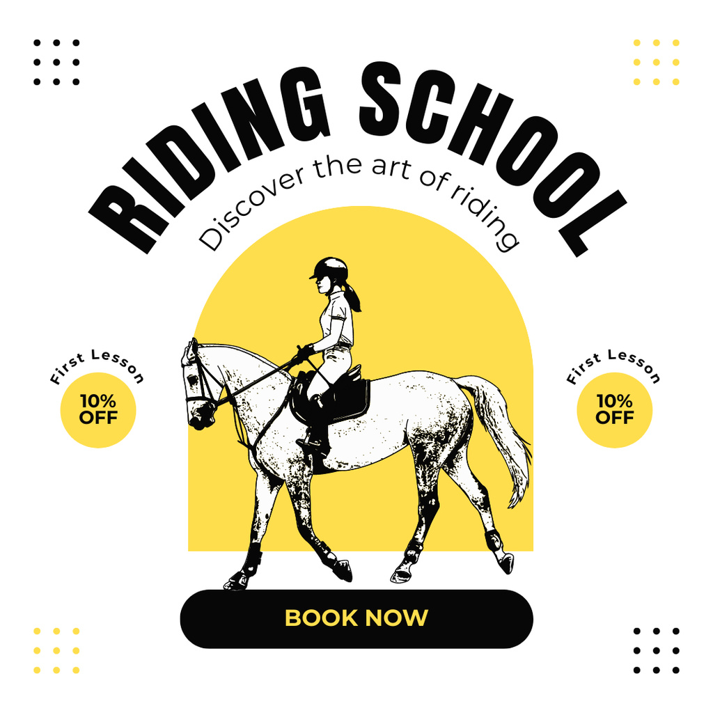 Ontwerpsjabloon van Instagram AD van Best Equestrian School With Discounts And Booking
