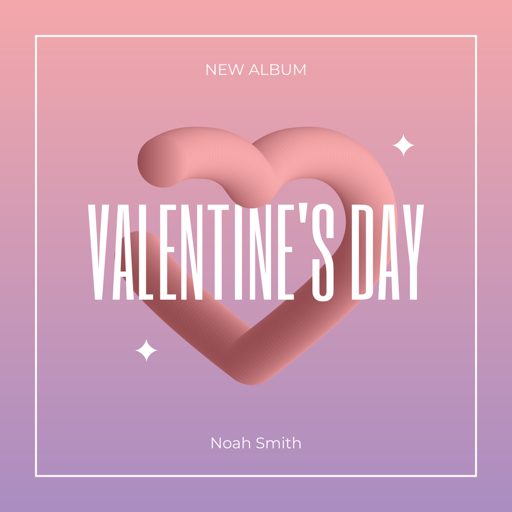 Heart Shape With Love Audio Tracks Due Valentine's Day Album Cover Design Template