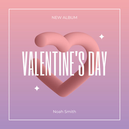 Heart Shape With Love Audio Tracks Due Valentine's Day Album Cover Design Template
