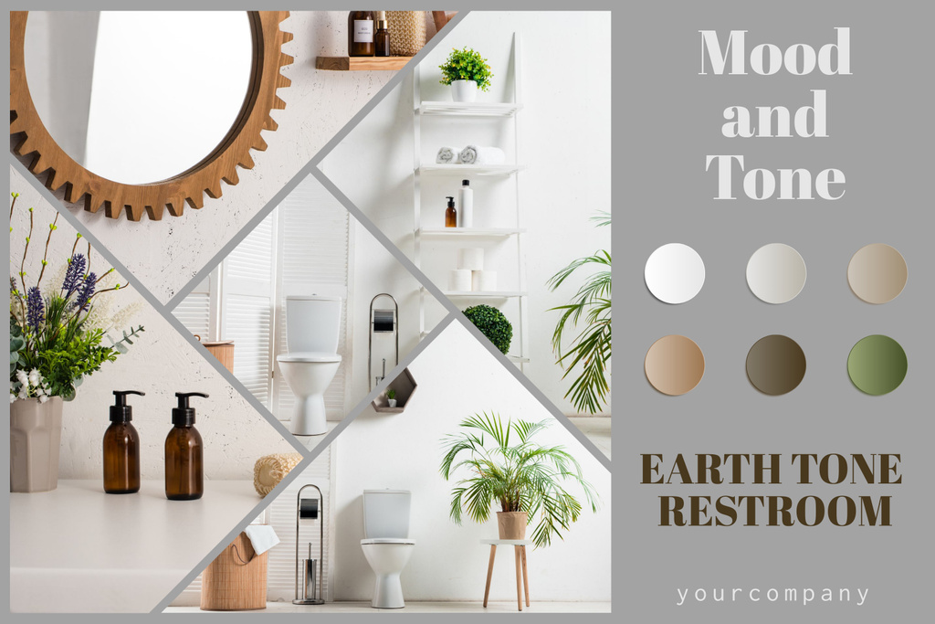 Earth Tone of Restroom in Design Mood Board tervezősablon
